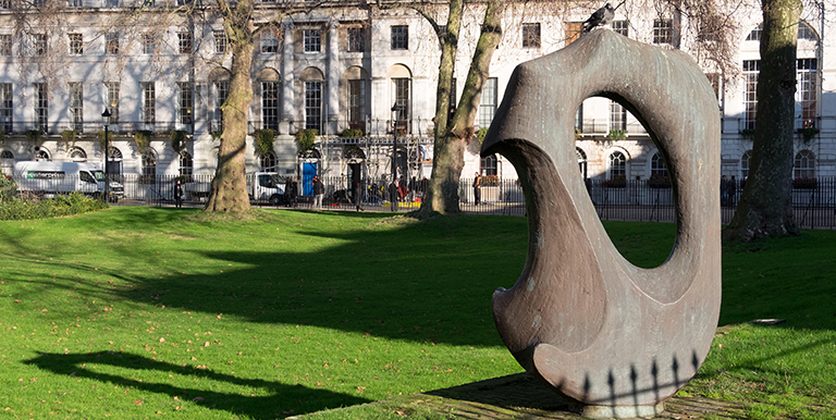 View Sculpture by Naomi Blake, Fitzroy Square, Fitzrovia, London, UK